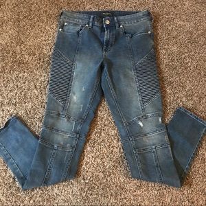 Denim biker jeans